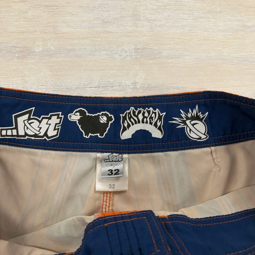 Lost Board Shorts Mayhem Plaid Cargo Pocket Orange 32 Mens Swim Trunks